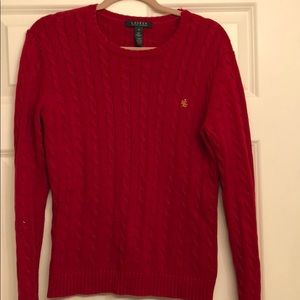 Lauren Ralph Lauren red cable knit sweater Medium